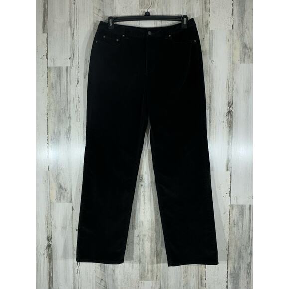 Talbots Black‎ Velvet Pants Size 12 (32x30.5) Straight Leg High Rise Stretch Vtg - Picture 3 of 9